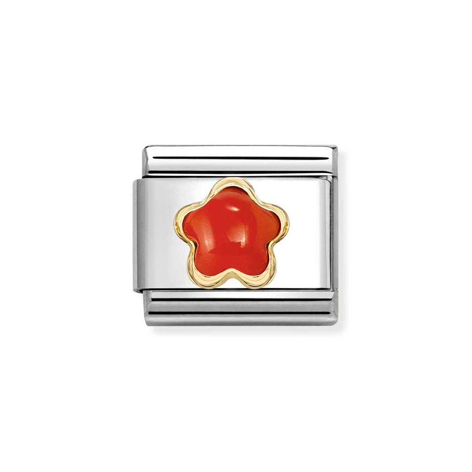 Nomination Classic Red Coral Flower Charm in Gold