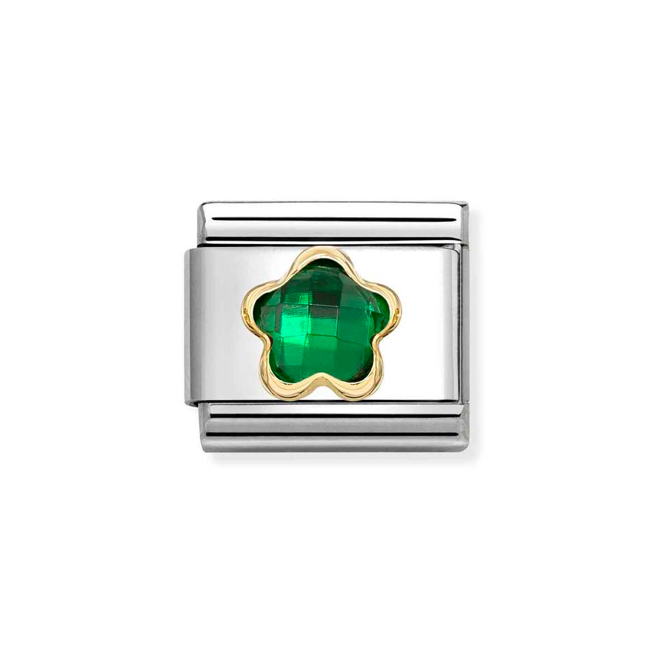 Nomination Classic Green CZ Flower Charm in Gold