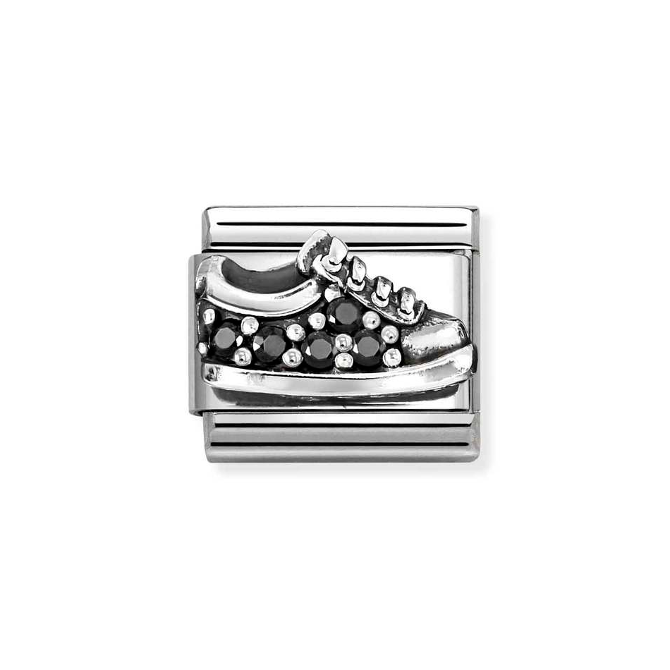 Nomination Classic Link Black CZ Trainers Charm in Silver