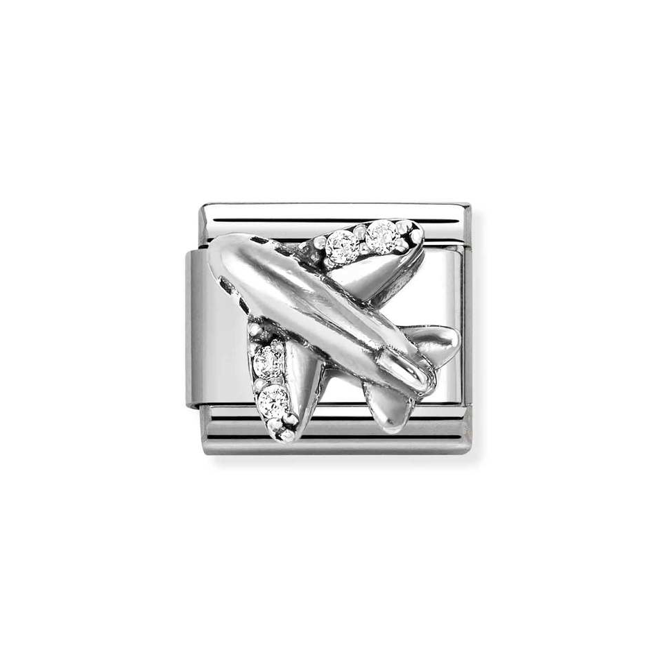 Nomination Classic Link CZ Airplane Charm in Silver