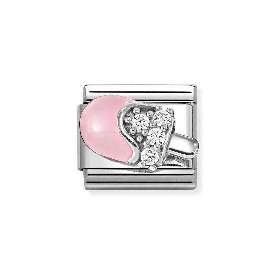 Nomination Classic Link Pink Lolly CZ Charm in Silver