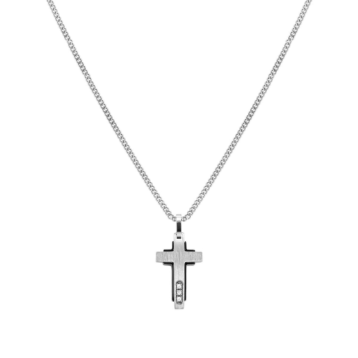 Nomination Virtus Code Black PVD Diamond Cross Necklace