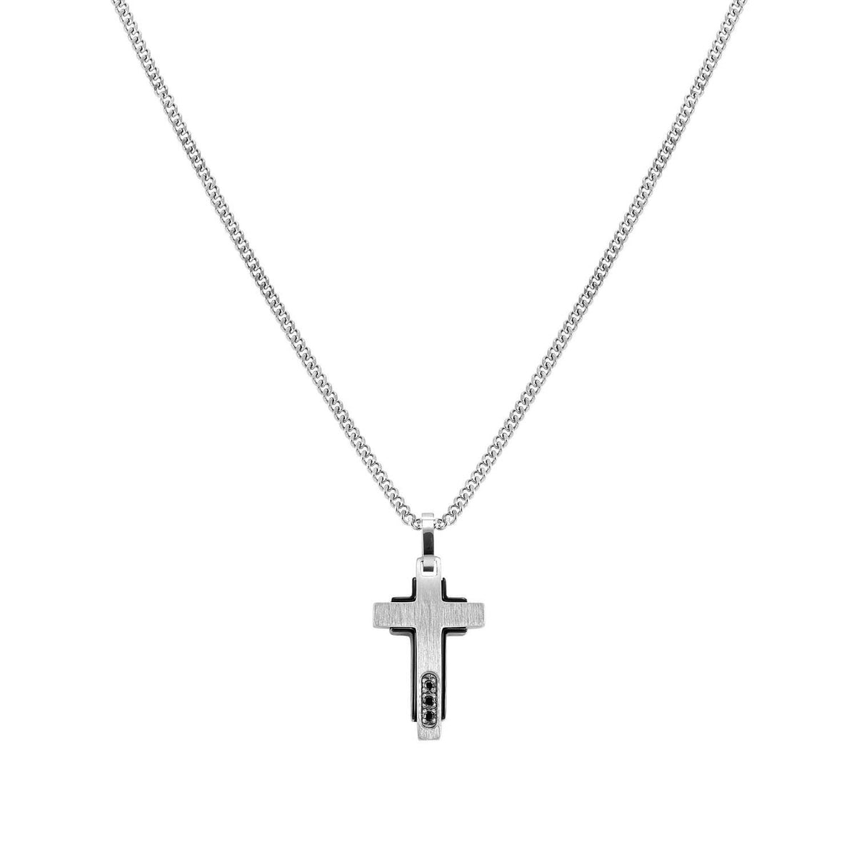 Nomination Virtus Code Black PVD Diamond Cross Necklace
