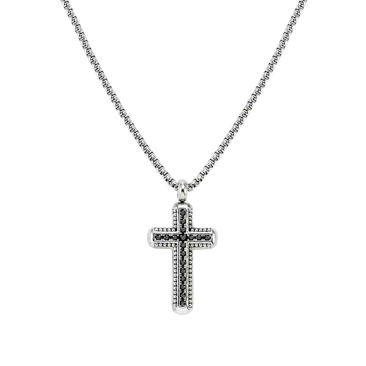 Nomination Bold Steel Black CZ Cross Necklace