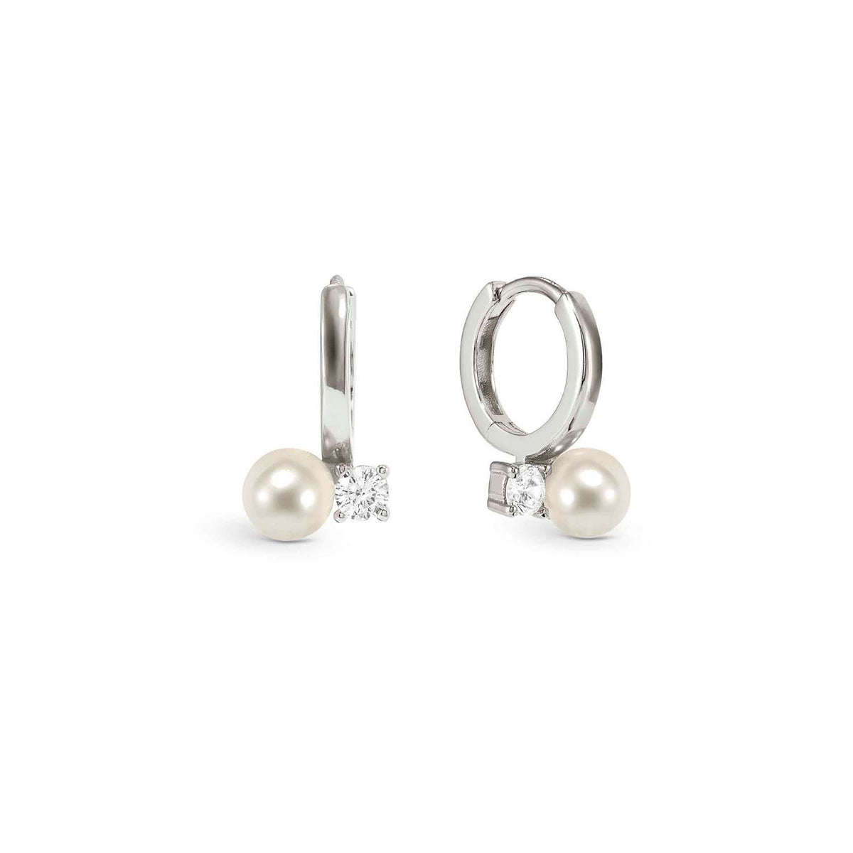 Nomination Siren Dream Pearl CZ Hoop Earrings SILVER