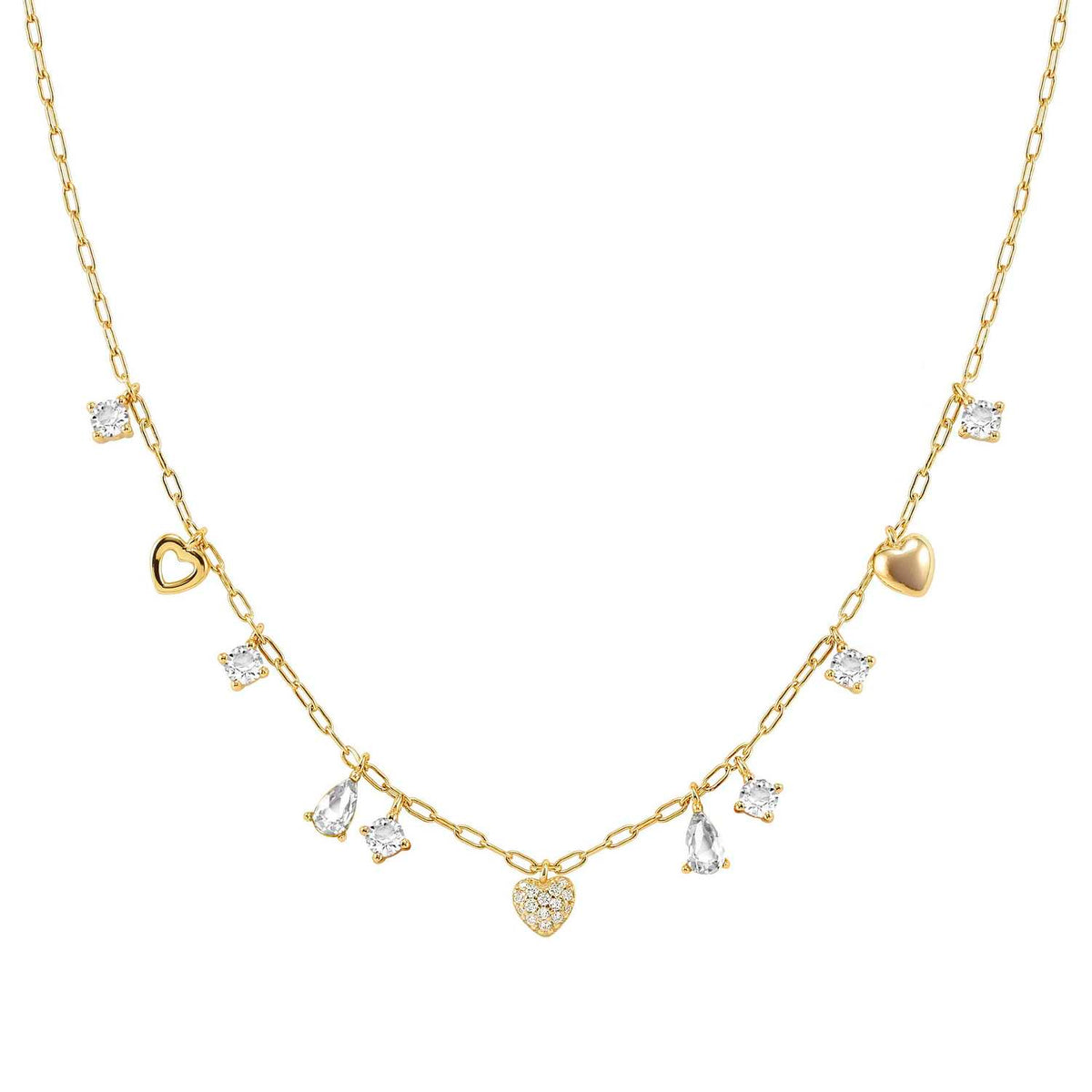 Nomination Precious Moves Heart & Multi CZ Necklace gold