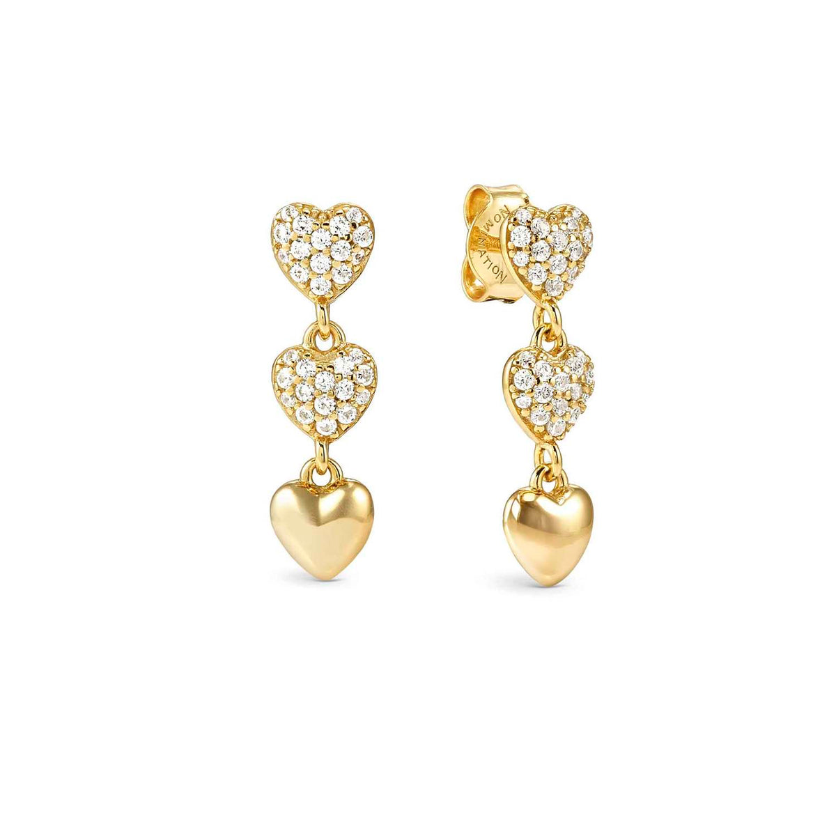Nomination Precious Moves Triple Heart Earrings gold