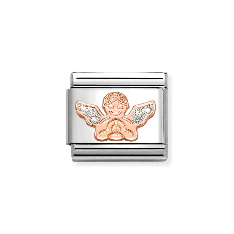Nomination Classic Link Angel with Glitter Charm in Rose Gold