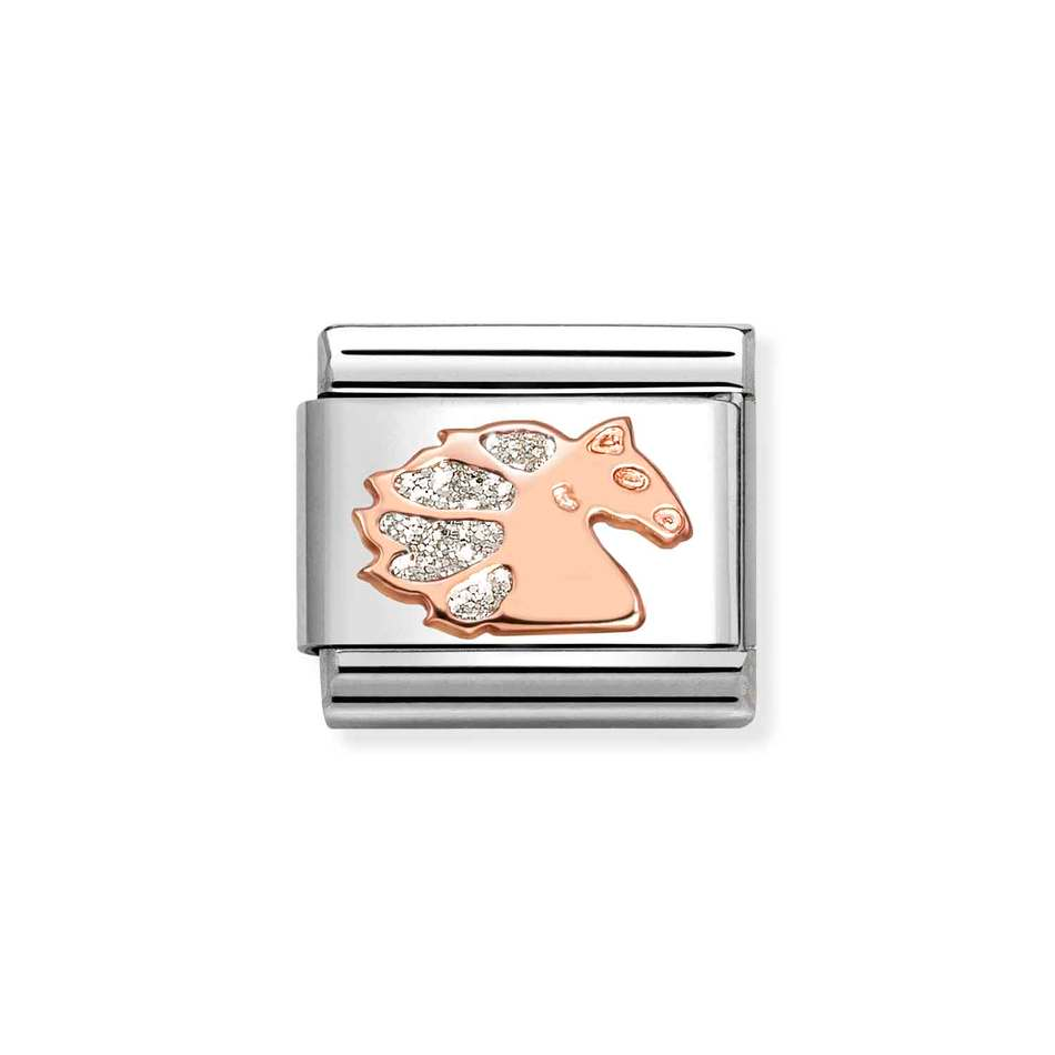 Nomination Classic Link Unicorn with Glitter Charm in Rose Gold