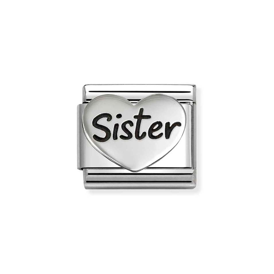 Nomination Classic Link Sister Heart Charm in Silver