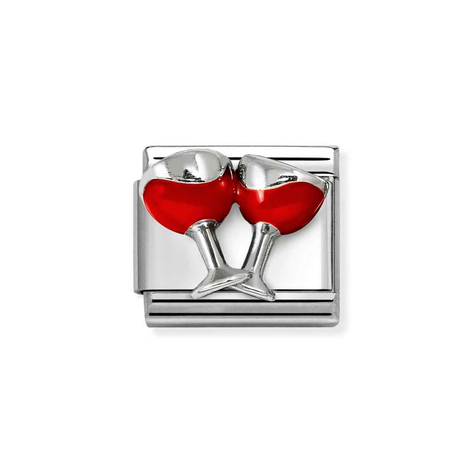 Nomination Classic Link Red Wine Glasses Charm in Silver