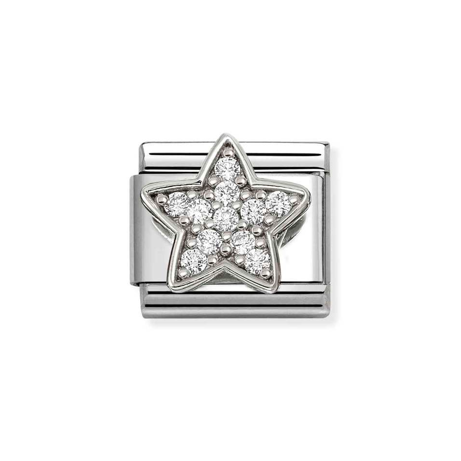 Nomination Classic Link White CZ Star Charm in Silver