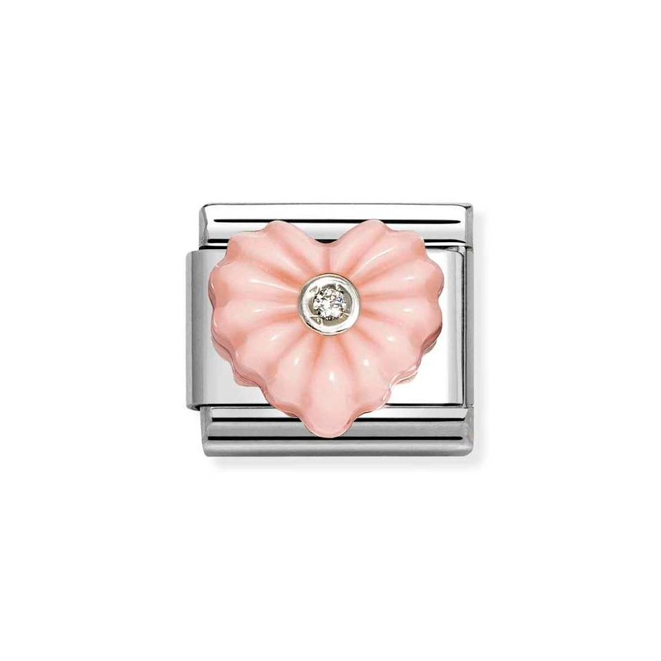 Nomination Classic Link Pink Heart with CZ Charm in Silver