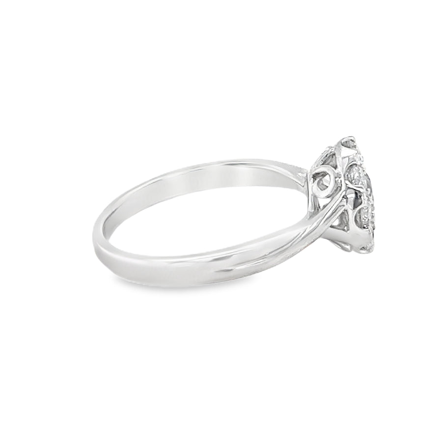 Diamond 9 Stone Round Cluster Ring Platinum side 2