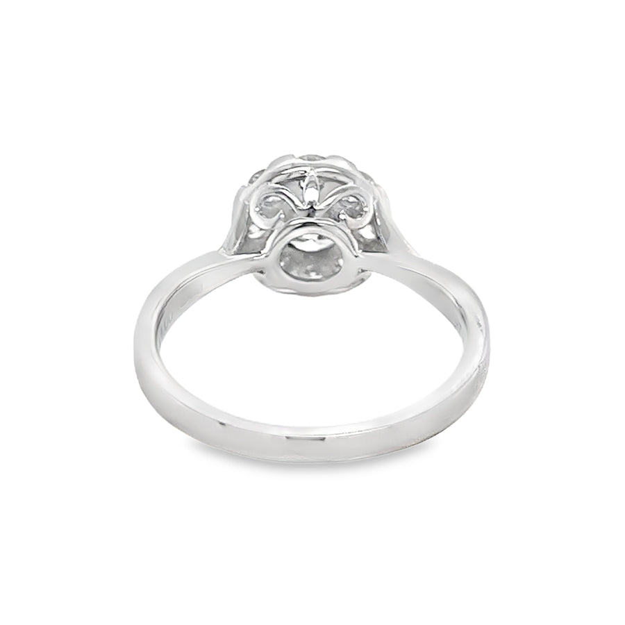 Diamond 9 Stone Round Cluster Ring Platinum rear