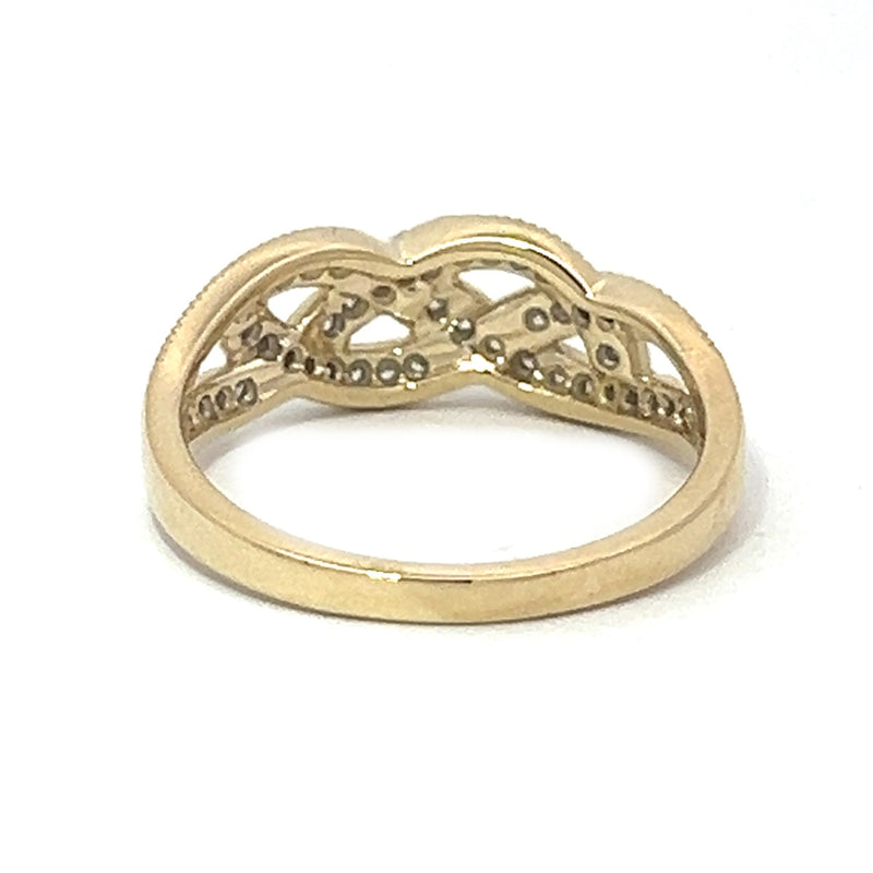 Diamond Plaited Ring 9ct Gold rear