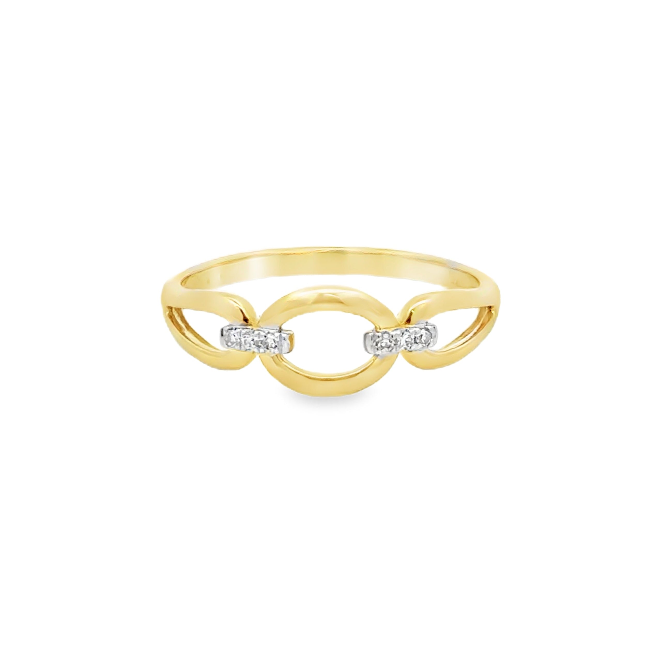 Diamond Open Oval Ring 9ct Gold