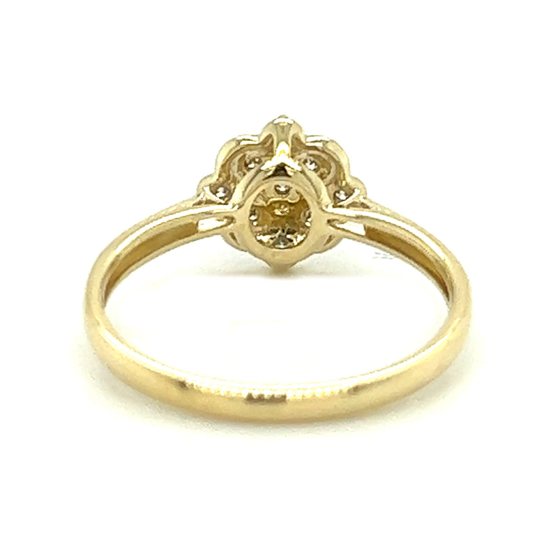 Diamond 9 Stone Flower Cluster Ring 9ct Gold rear