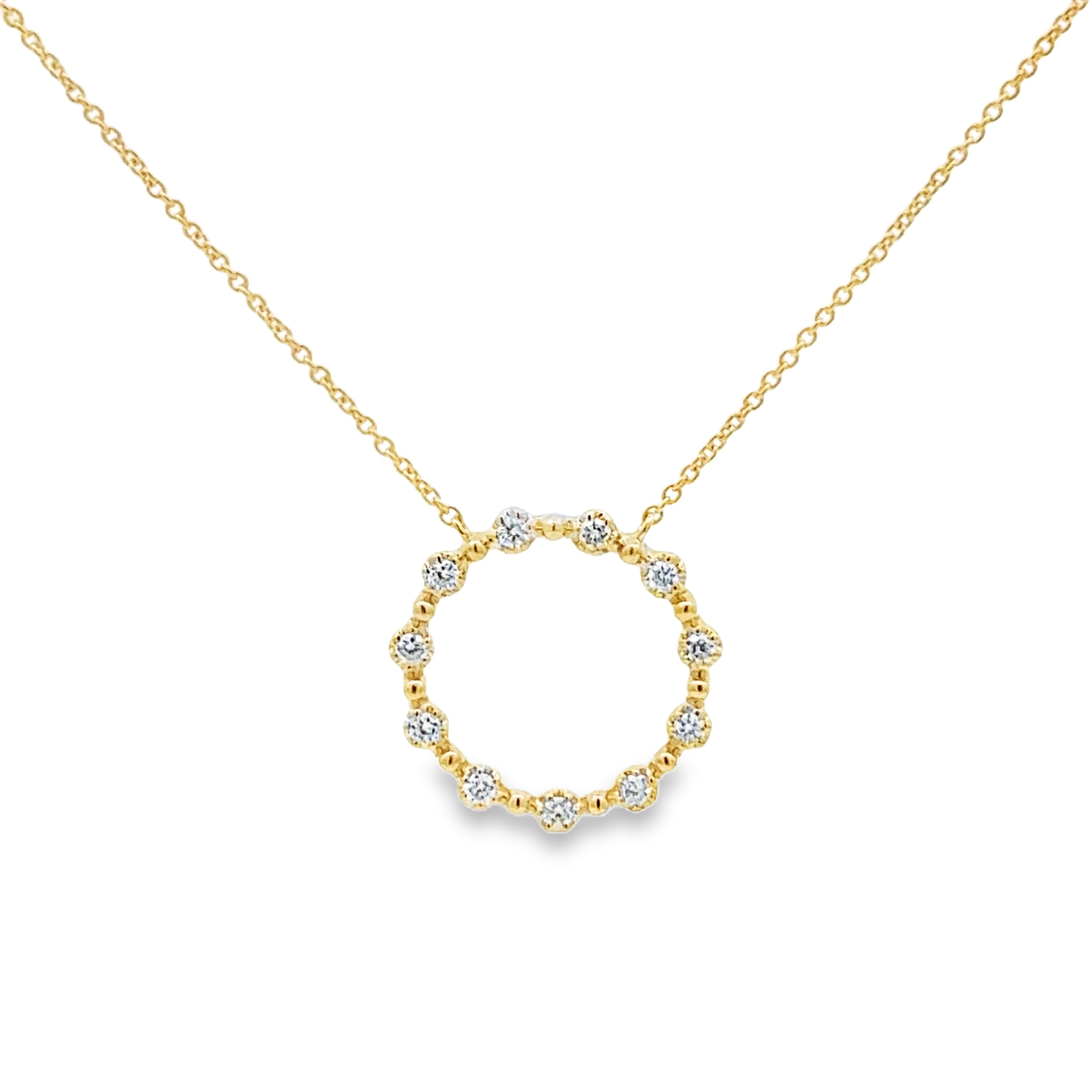 9ct Yellow Gold Diamond Set Circle Pendant