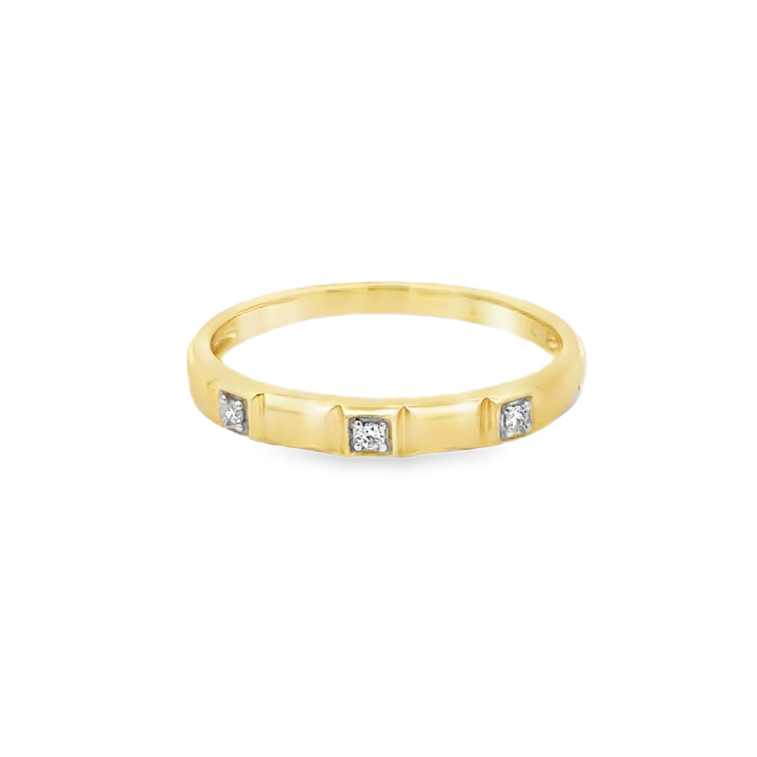 3 Stone Diamond Set Band Ring 9ct Gold