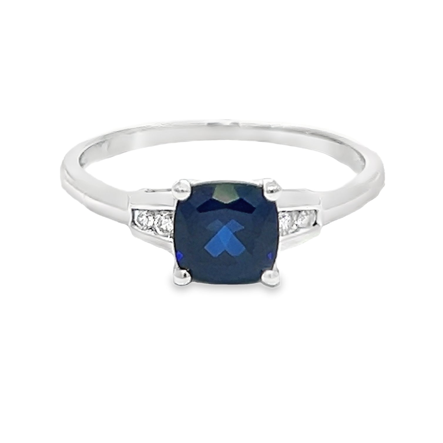 Created Sapphire & Diamond Ring 9ct White Gold