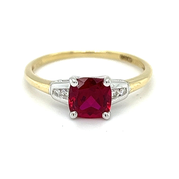 Created Ruby & Diamond Ring 9ct Gold