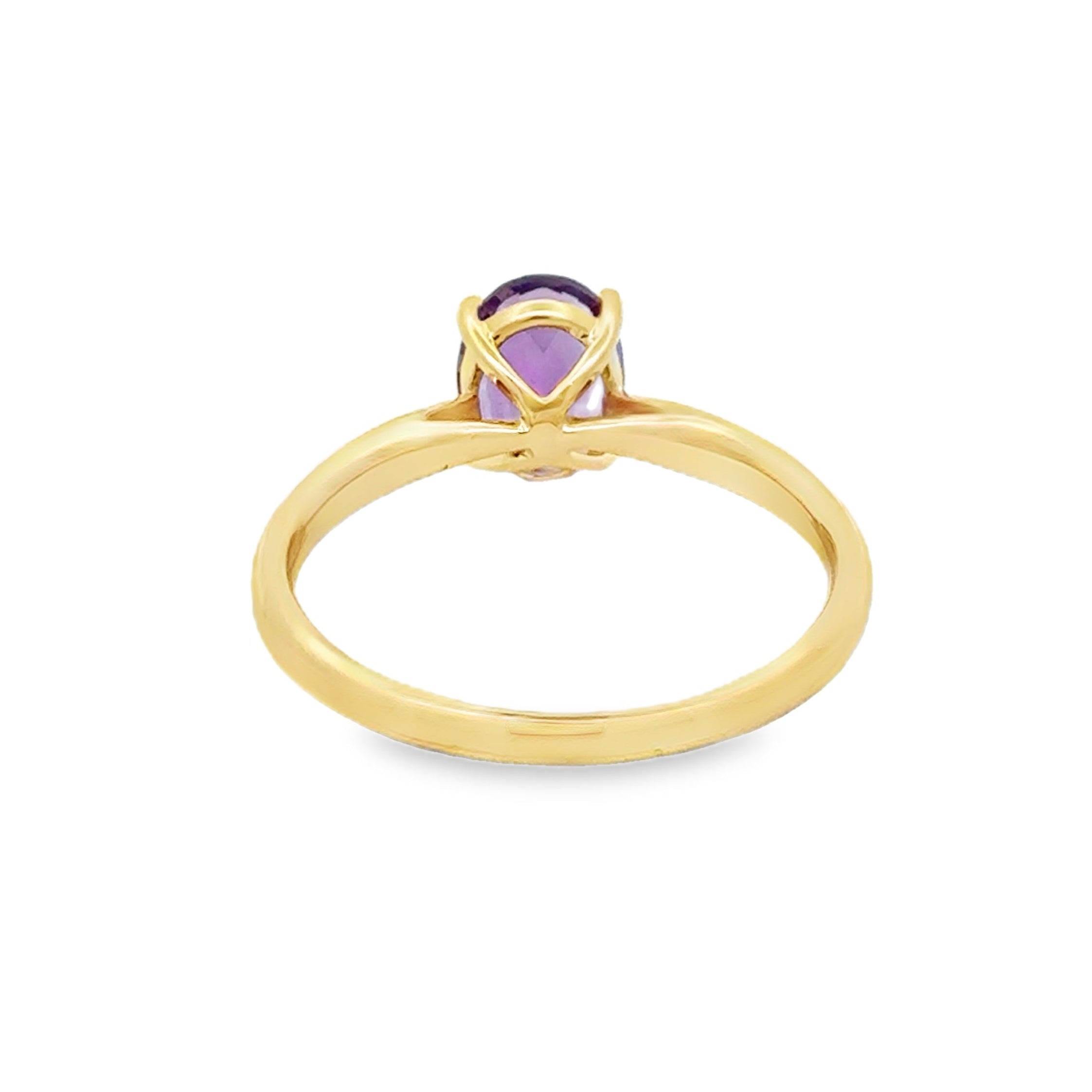 Amore Oval Cut Amethyst Ring 9ct Gold REAR