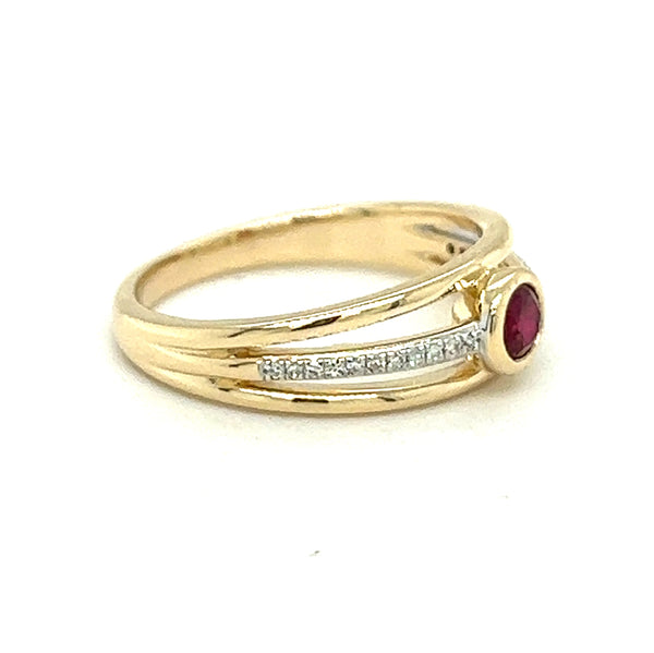 Ruby & Diamond Ring in 9ct Gold by Amore SIDE