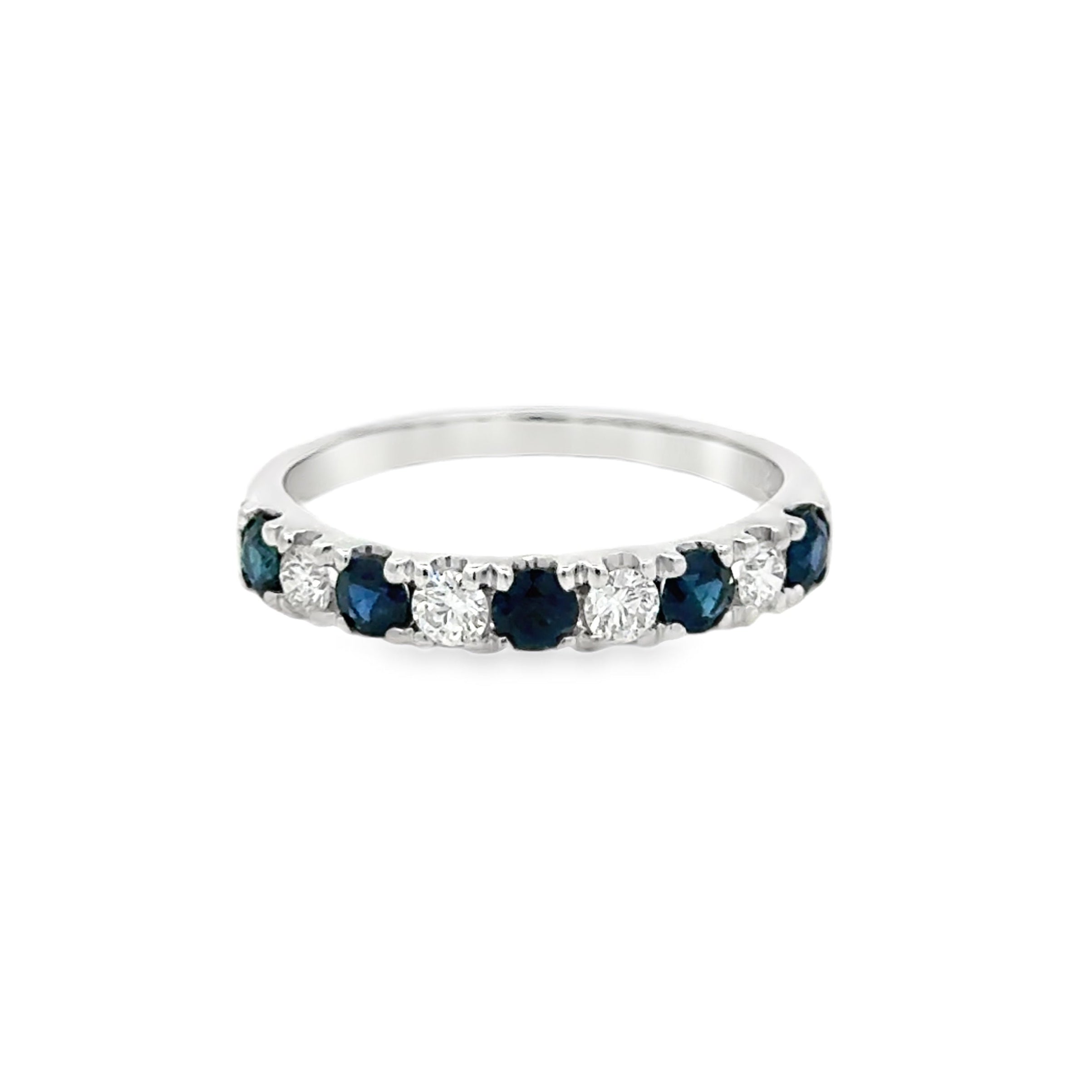 Sapphire & Diamond 9 Stone Eternity Ring 9ct White Gold