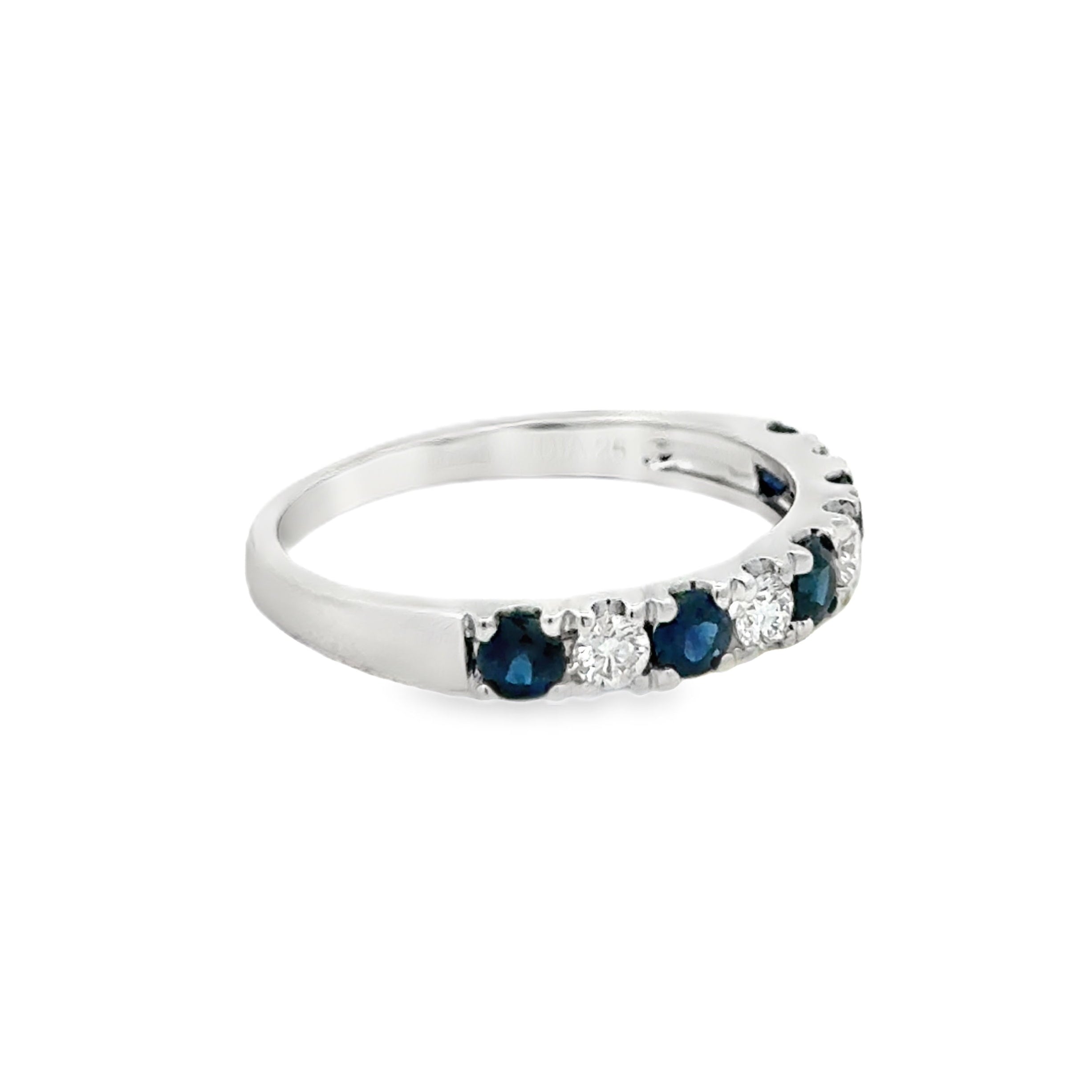 Sapphire & Diamond 9 Stone Eternity Ring 9ct White Gold side