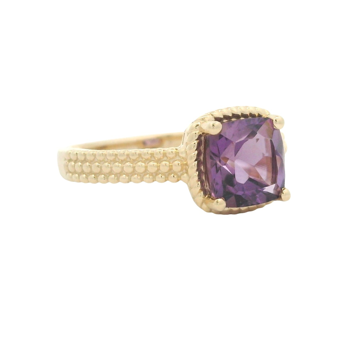 Amore Cushion Cut Amethyst Ring 9ct Gold