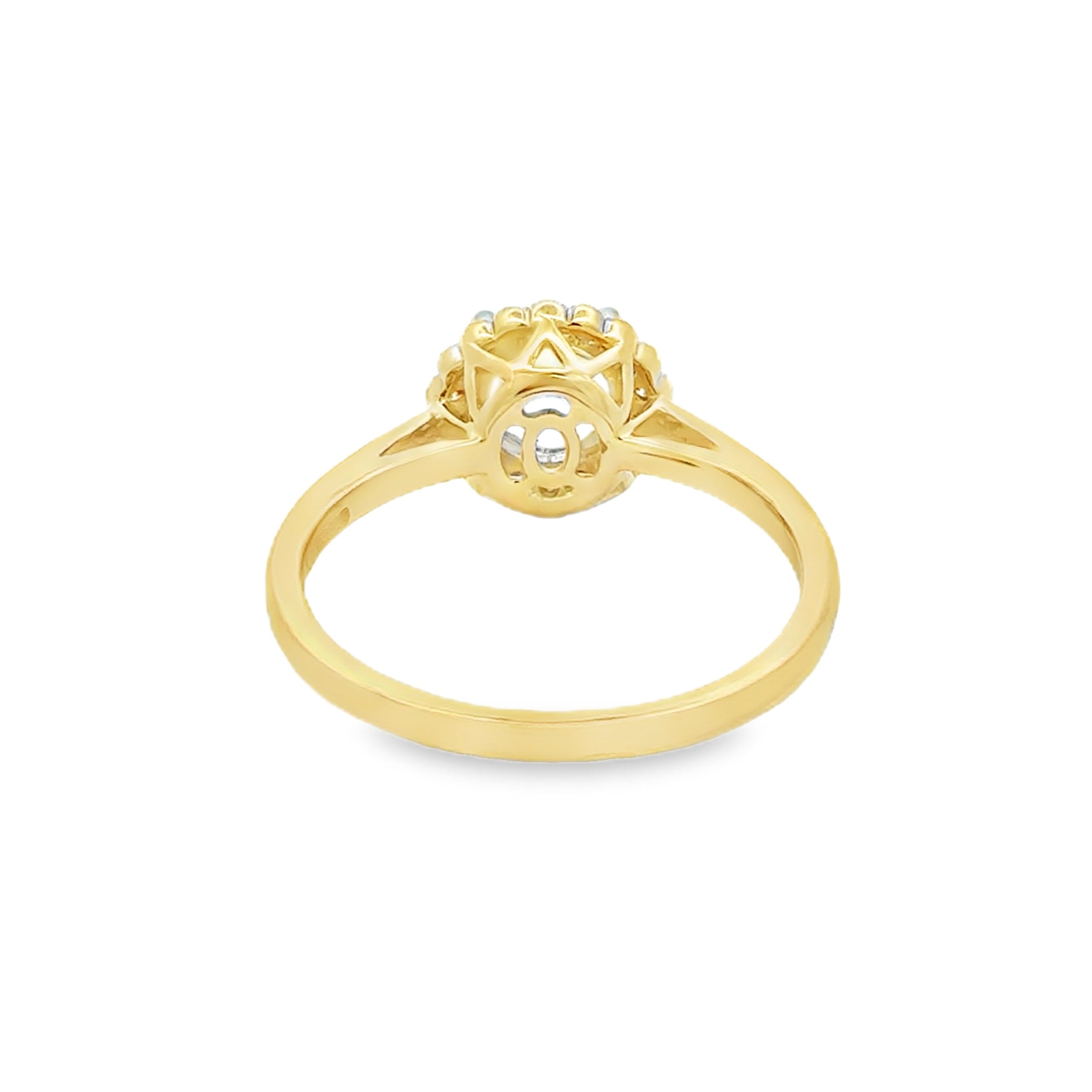 9ct Gold Round Aquamarine & Diamond Ring rear