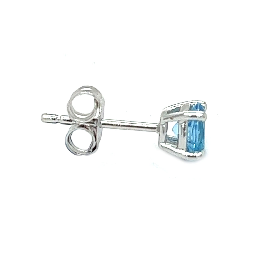 9ct White Gold 5mm Blue Topaz Stud Earrings
