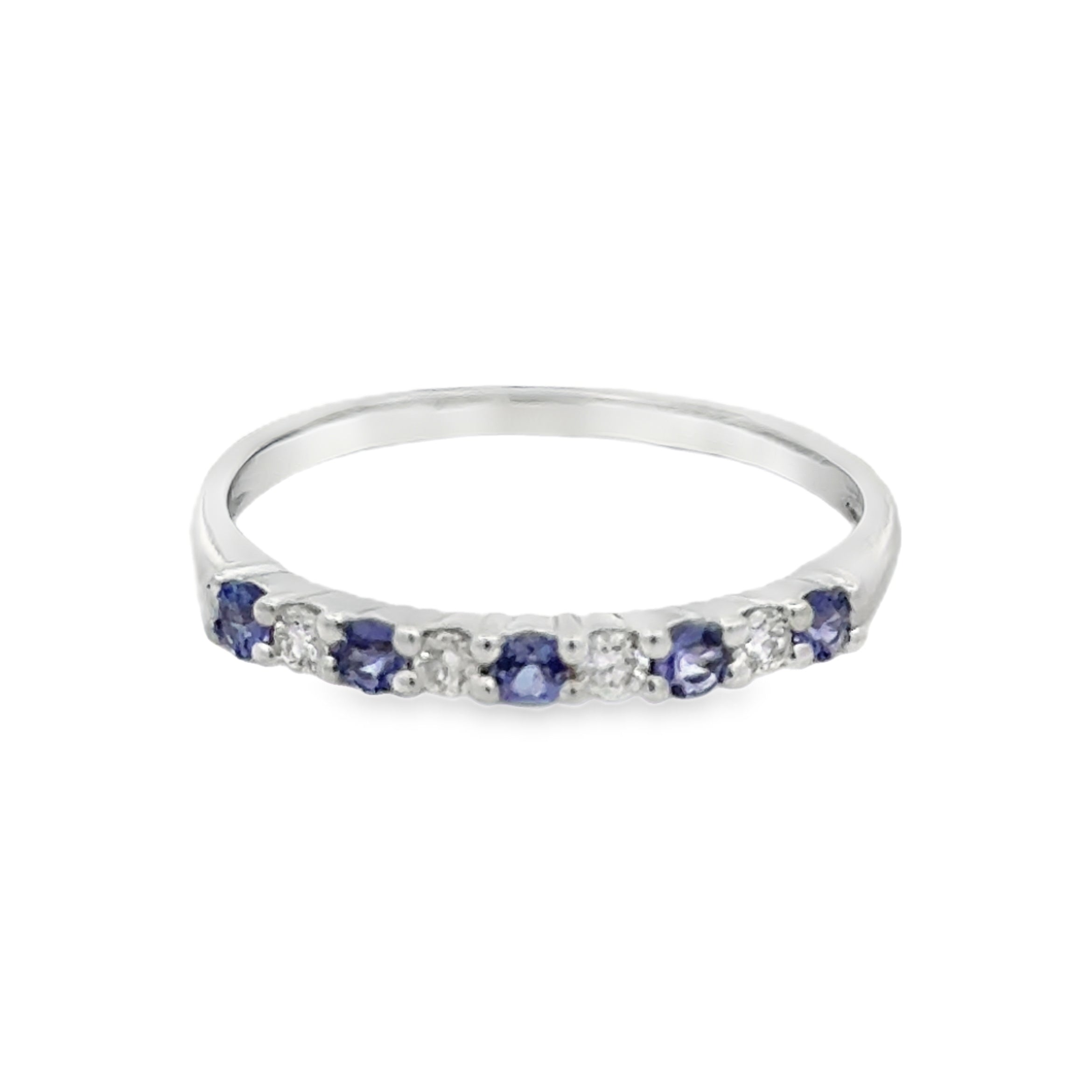 Tanzanite & Diamond 9 Stone Eternity Ring