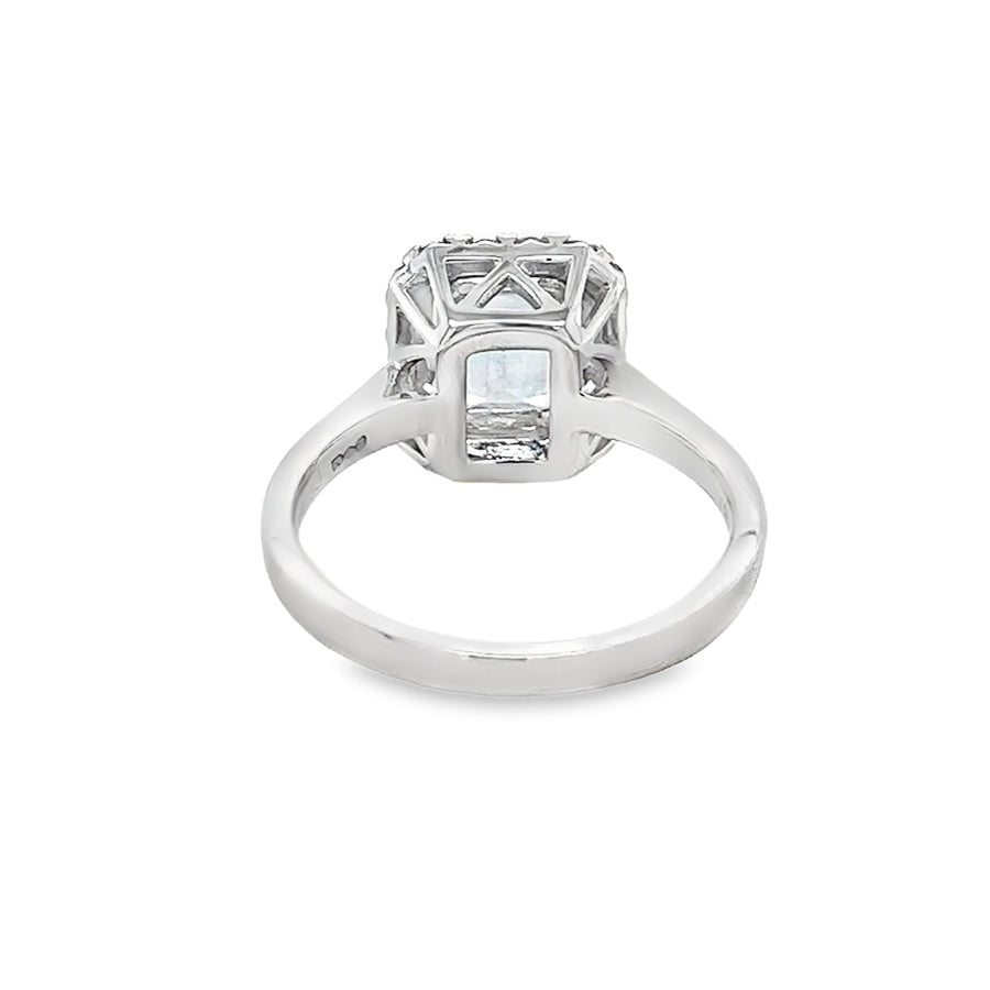 Aquamarine & Diamond Oblong Ring Platinum rear