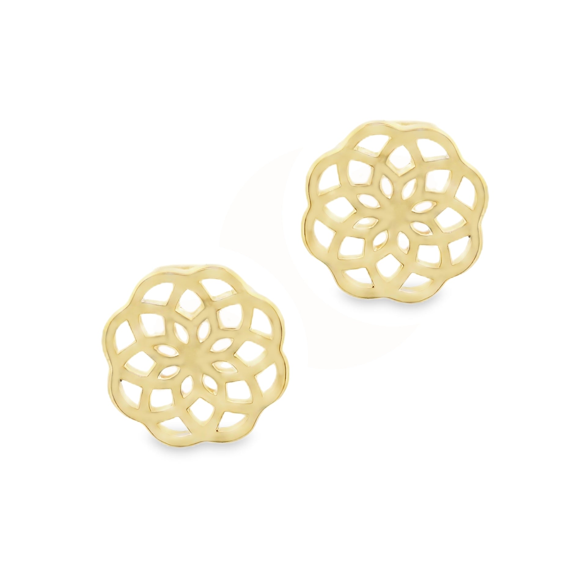 9ct Yellow Gold Rose Fret Earrings by Amore 8732Y