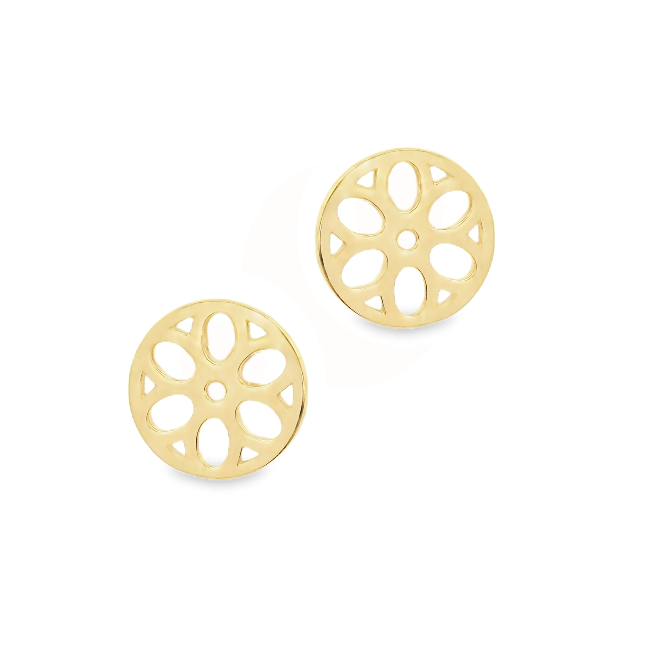9ct Yellow Gold Round Fret Earrings by Amore 8737Y