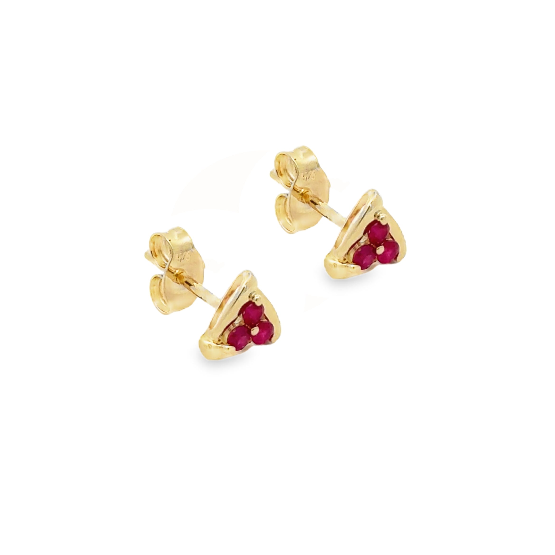 Ruby Trio Stud Earrings 9ct Gold side