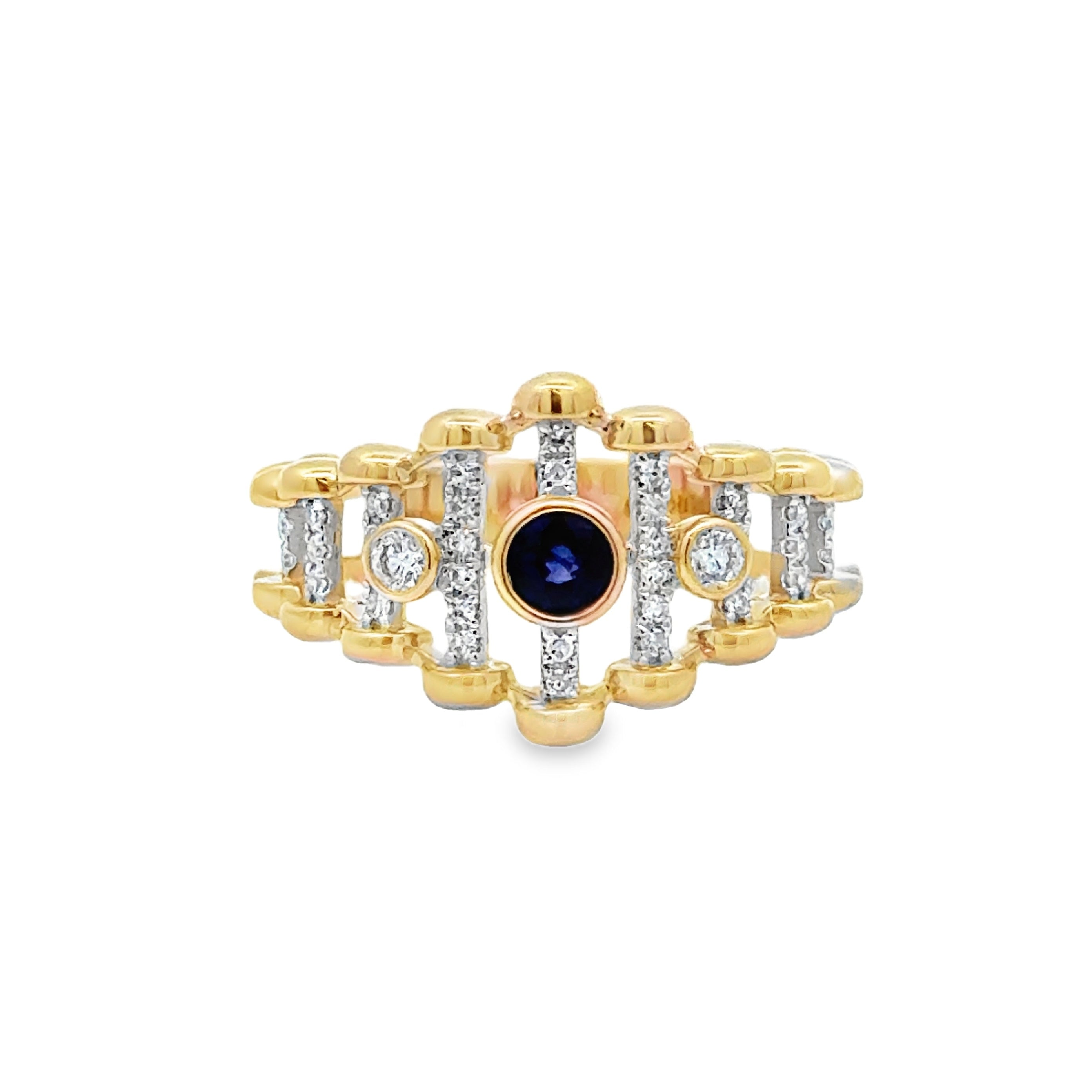 Sapphire & Diamond Ladder Bar Ring by Amore