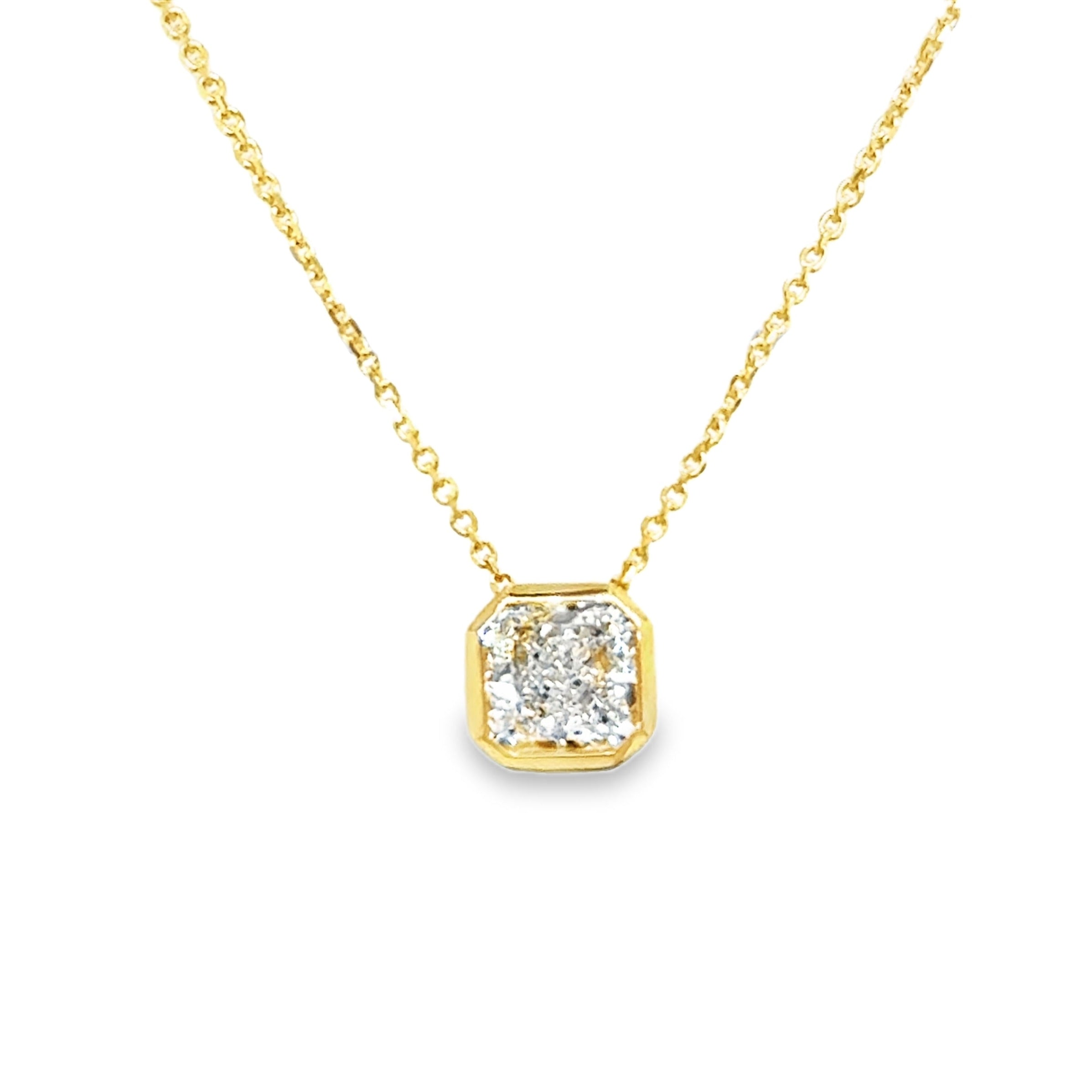 Lab Grown Radiant Cut Diamond Necklace 9ct Gold