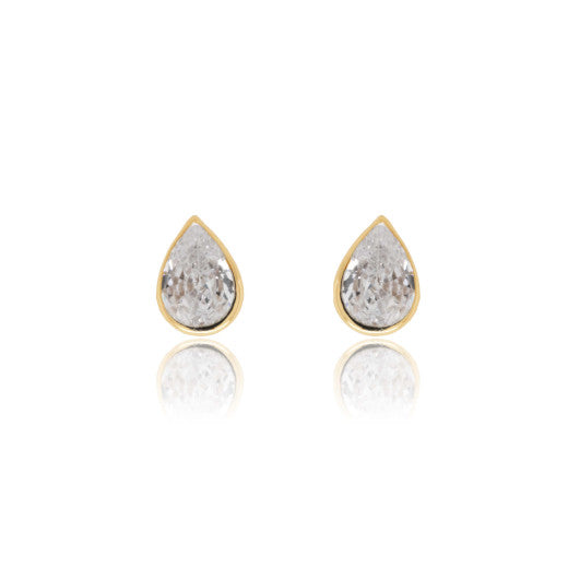9ct Yellow Gold Pear CZ Earrings