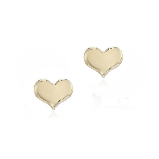9ct Yellow Gold Heart Stud Earrings