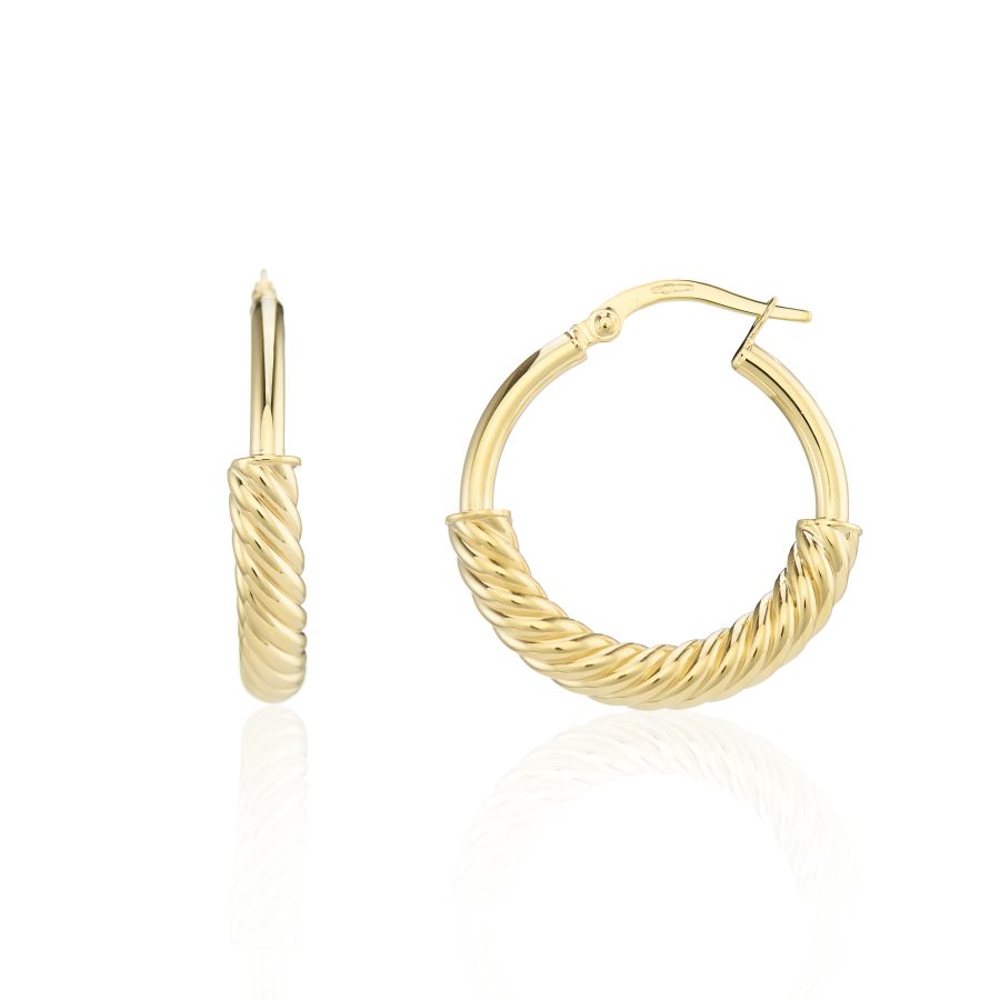 9ct Yellow Gold Twist Hoop Earrings