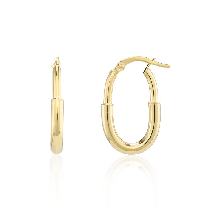 9ct Yellow Gold Oval Link Hoop Earrings