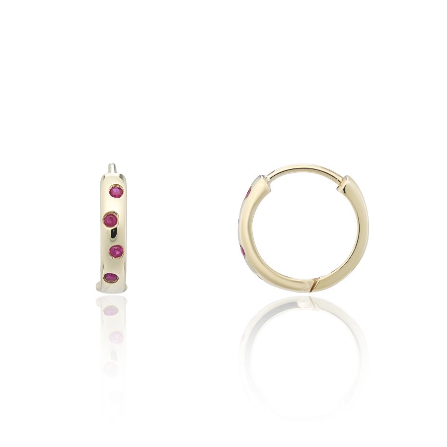 9ct Yellow Gold Ruby Hoop Earrings