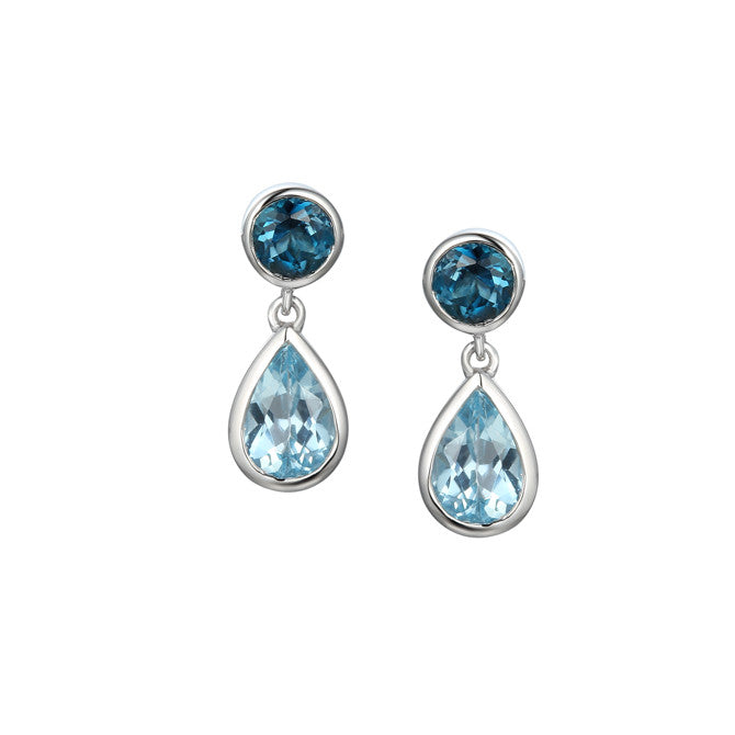 Sterling Silver Topaz Drop Earrings by Amore