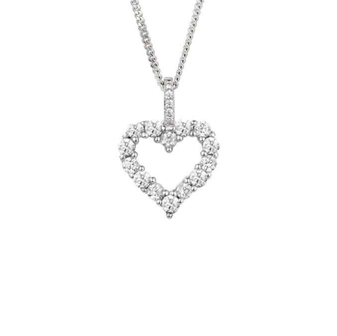 Love Life CZ Heart Necklace Sterling Silver