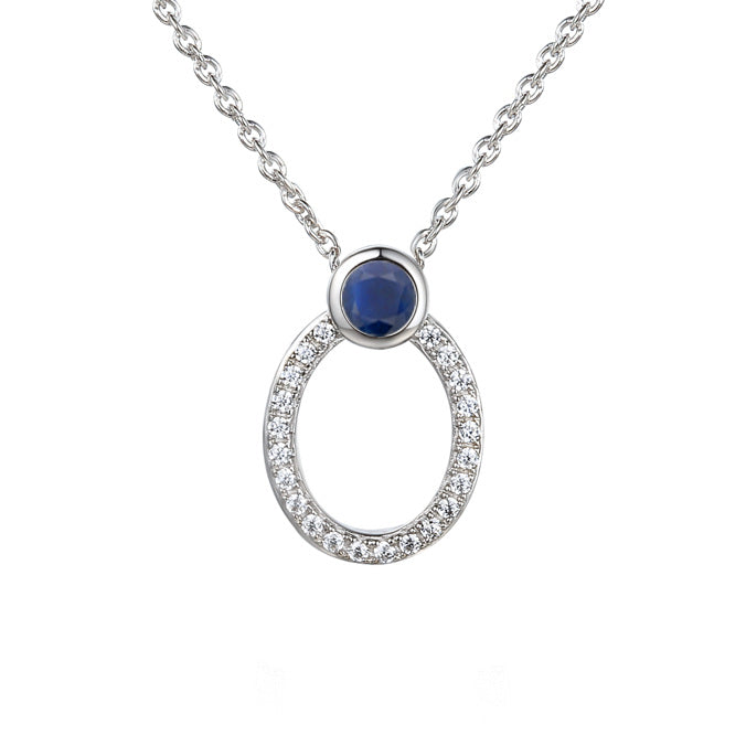 Amore Silver CZ & Sapphire Necklace 9299SILCZ/S