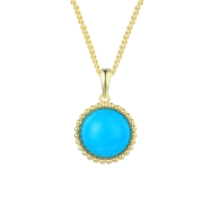 Turquoise Beaded Pendant 9ct Gold