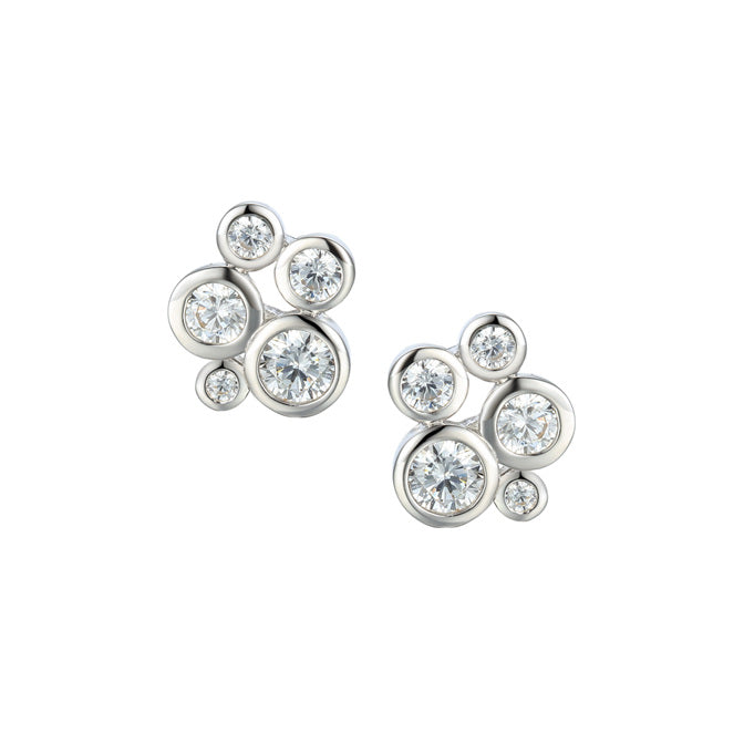 Amore Silver 5 Stone CZ Earrings